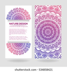 Vector mandala decor for your design with abstract ornament. Vector tribal business card. Oriental design Layout. Islam, Arabic, Indian, ottoman motifs. Ornamental doodle background.