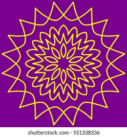 Vector mandala. Decor for your design, lace ornament, Oriental style, floral  pattern, isolated on purple background. Circle lace ornament. idea for greeting cards, invitations, prints, textiles