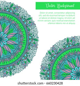 Vector mandala decor for your design with abstract ornament. Oriental design Layout. Islam, Arabic, Indian, ottoman motifs. Ornamental doodle background.