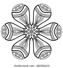 Vector mandala. Decor for your design, lace ornament, round pattern with lots of details. Oriental style, floral black pattern, isolated on white background. Circle lace ornament. Monochrome mandala