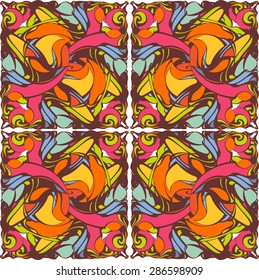 Vector mandala. Decorative lace pattern, vintage ornament with many overlapping details. Delicate crocheted lace. Oriental rug, arabesques. Turkey, Morocco, Arabic. Oriental motif, modern style