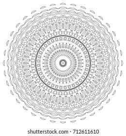 Vector Mandala. Delicate Snowflake. Black and White Round Ethnic Pattern in Moroccan, Indian or Arabic Style. Adult Coloring Page. Flourish Arabesque for Print or Decoration. Zentangle