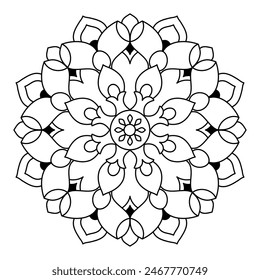 vector mandala design for coloring book, soothing and simple mandala art
