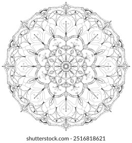Vector Mandala design for coloring book, relaxing and easy mandala art for tattoo design, vector mandala design