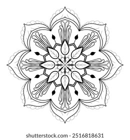 Vector Mandala design for coloring book, relaxing and easy mandala art for tattoo design, vector mandala design