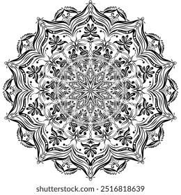 Vector Mandala design for coloring book, relaxing and easy mandala art for tattoo design, vector mandala design