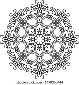 vector mandala design for coloring isolated on white background