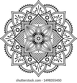 vector mandala design for coloring isolated on white background