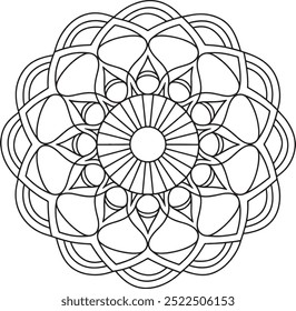 Vector Mandala Design For Coloring Page.
