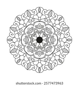 Vector mandala design. Easy mandala Outline. Mandala design for coloring 