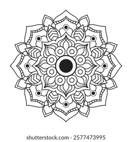 Vector mandala design. Easy mandala Outline. Mandala design for coloring 