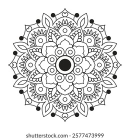 Vector mandala design. Easy mandala Outline. Mandala design for coloring 