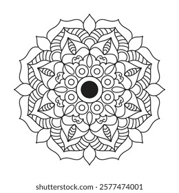 Vector mandala design. Easy mandala Outline. Mandala design for coloring 