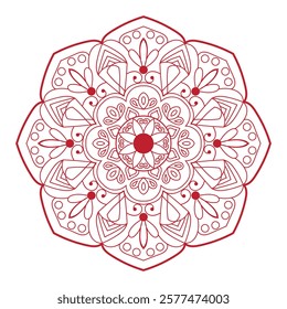 Vector mandala design. Easy mandala Outline. Mandala design for coloring 