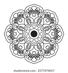 Vector mandala design. Easy mandala Outline. Mandala design for coloring 