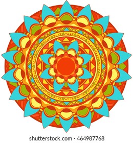 vector mandala design element in summer colors