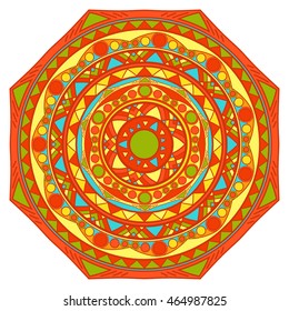 vector mandala design element in summer colors