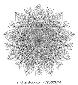 Vector mandala design. Vintage decorative elements. Oriental pattern. Coloring book page.