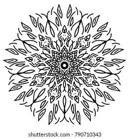 Vector mandala design. Vintage decorative elements. Oriental pattern. Coloring book page.