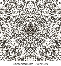 Vector mandala design. Vintage decorative elements. Oriental pattern. Coloring book page.