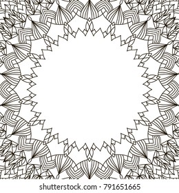 Vector mandala design. Vintage decorative elements. Oriental pattern. Coloring book page.