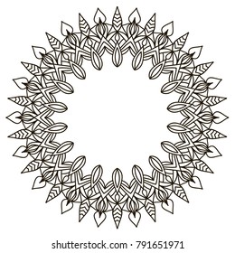 Vector mandala design. Vintage decorative elements. Oriental pattern. Coloring book page.