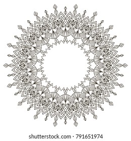 Vector mandala design. Vintage decorative elements. Oriental pattern. Coloring book page.