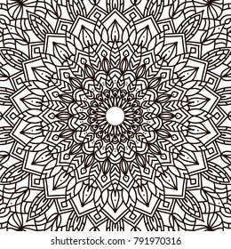 Vector mandala design. Vintage decorative elements. Oriental pattern. Coloring book page.
