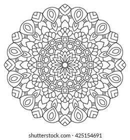 Vector mandala drawn with black lines on a white background.