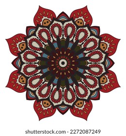 Mandala vectorial. Mandala étnica. Imagen de mandala de círculo coloreado .Imagen de meditación
