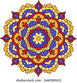 Vector mandala. Ethnic mandala with colorful tribal ornament. Isolated. Bright colors.