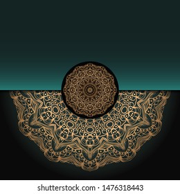 Vector mandala floral background for greeting invitation card, design element. Place for text. 