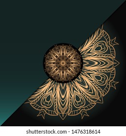 Vector mandala floral background for greeting invitation card, design element. Place for text. 