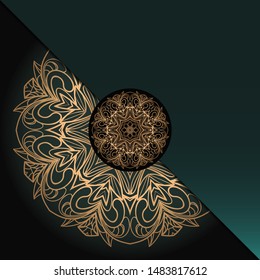 Vector mandala floral background for greeting invitation card, design element. Place for text. 