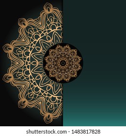 Vector mandala floral background for greeting invitation card, design element. Place for text. 
