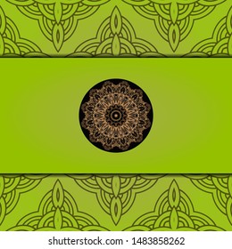 Vector mandala floral background for greeting invitation card, design element. Place for text. 