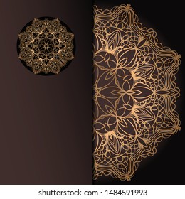 Vector mandala floral background for greeting invitation card, design element. Place for text. 