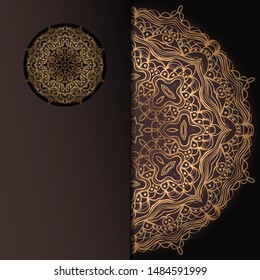 Vector mandala floral background for greeting invitation card, design element. Place for text. 