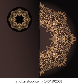 Vector mandala floral background for greeting invitation card, design element. Place for text. 