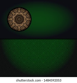 Vector mandala floral background for greeting invitation card, design element. Place for text. 
