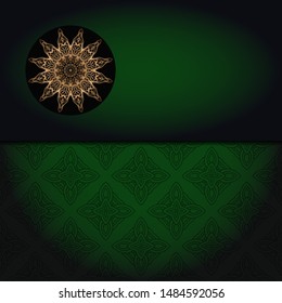 Vector mandala floral background for greeting invitation card, design element. Place for text. 