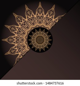Vector mandala floral background for greeting invitation card, design element. Place for text. 