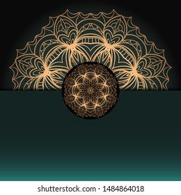 Vector mandala floral background for greeting invitation card, design element. Place for text. 