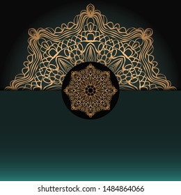 Vector mandala floral background for greeting invitation card, design element. Place for text. 