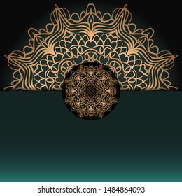 Vector mandala floral background for greeting invitation card, design element. Place for text. 