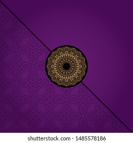 Vector mandala floral background for greeting invitation card, design element. Place for text. 