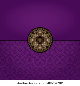 Vector mandala floral background for greeting invitation card, design element. Place for text. 