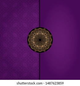 Vector mandala floral background for greeting invitation card, design element. Place for text. 