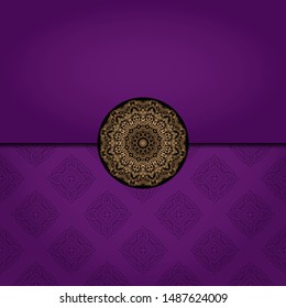 Vector mandala floral background for greeting invitation card, design element. Place for text. 