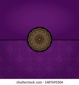 Vector mandala floral background for greeting invitation card, design element. Place for text. 